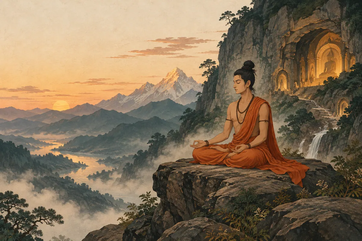 Ek dhyan magan yogi aur Himalaya ki shaant wadiyan